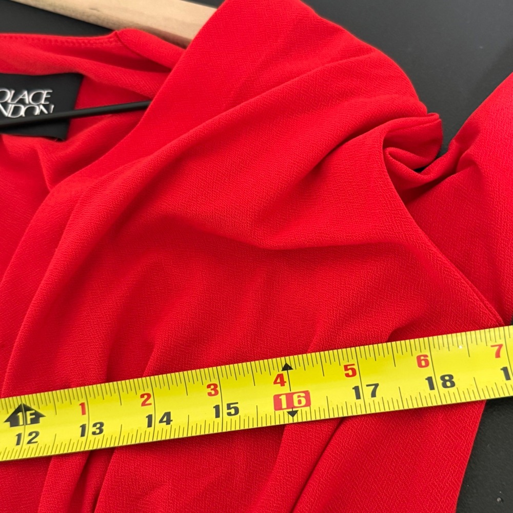 Solace London Lorena Midi Dress Women 8 Red Plunge Knot Draped Cocktail Formal - Picture 11 of 14